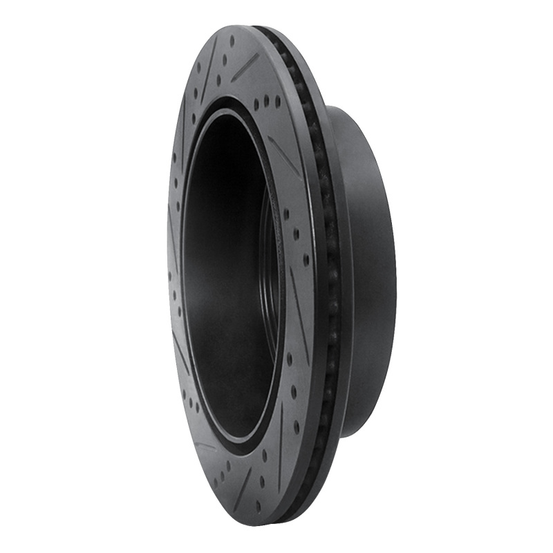 Dodge Durango Brake Rotor (1) - Rear Right - R1 Concepts - Drilled & Slotted - Black - 2003